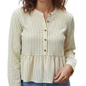 3/$15 HARPER yellow and white striped top